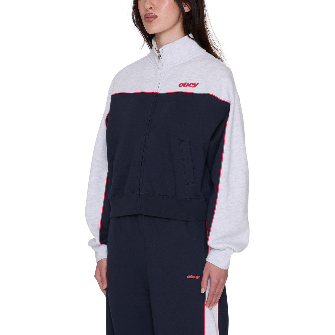 Obey Womens Zeno Mock Neck Zip Up - Dark Navy Multi - back