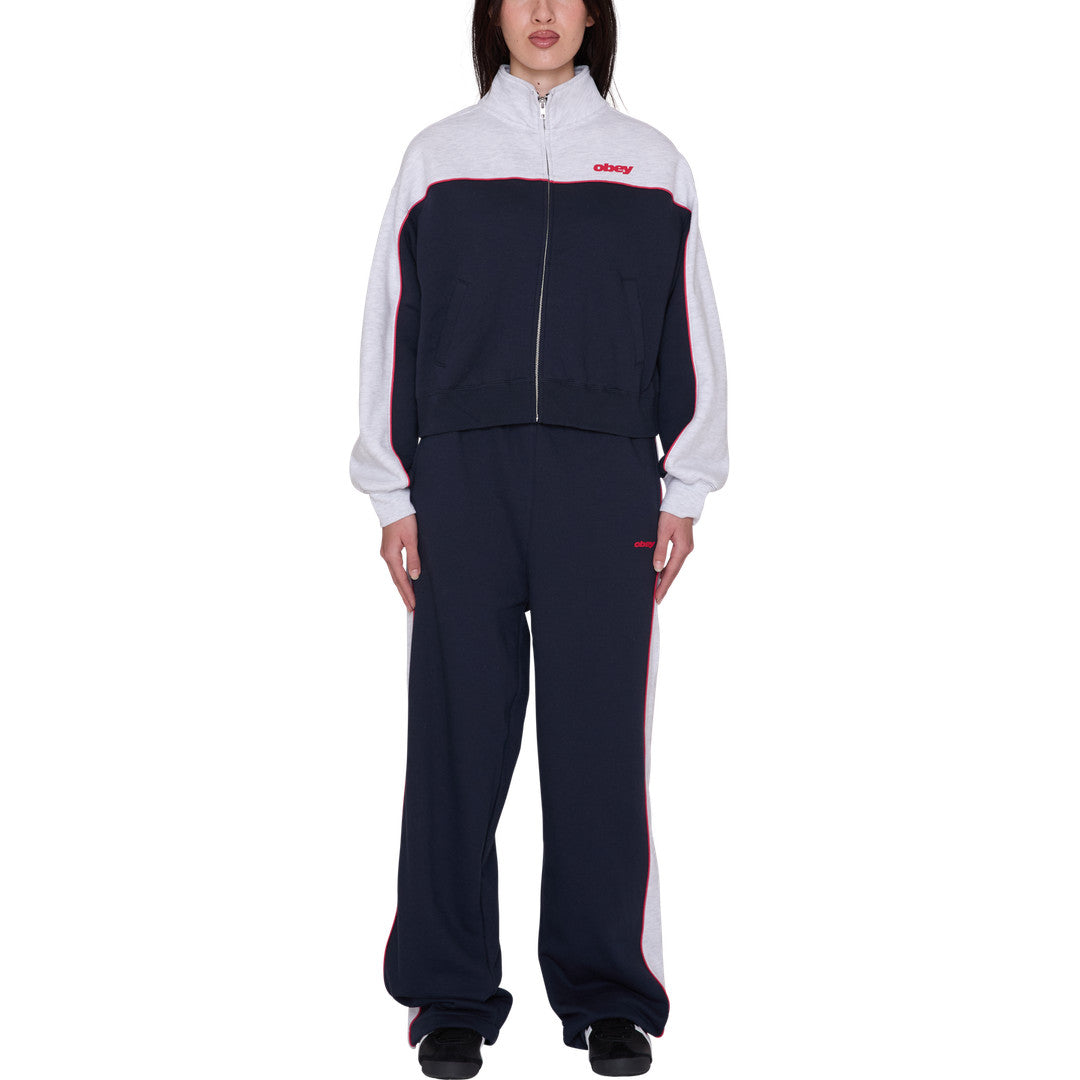 Obey Womens Zeno Mock Neck Zip Up - Dark Navy Multi - detail 2