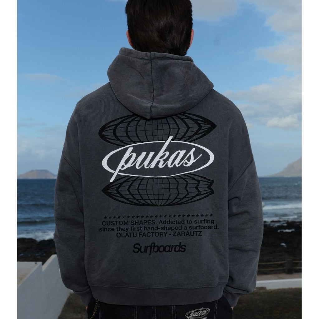 Pukas Fleece Custom Shapes Hoodie Charcoal — detail view