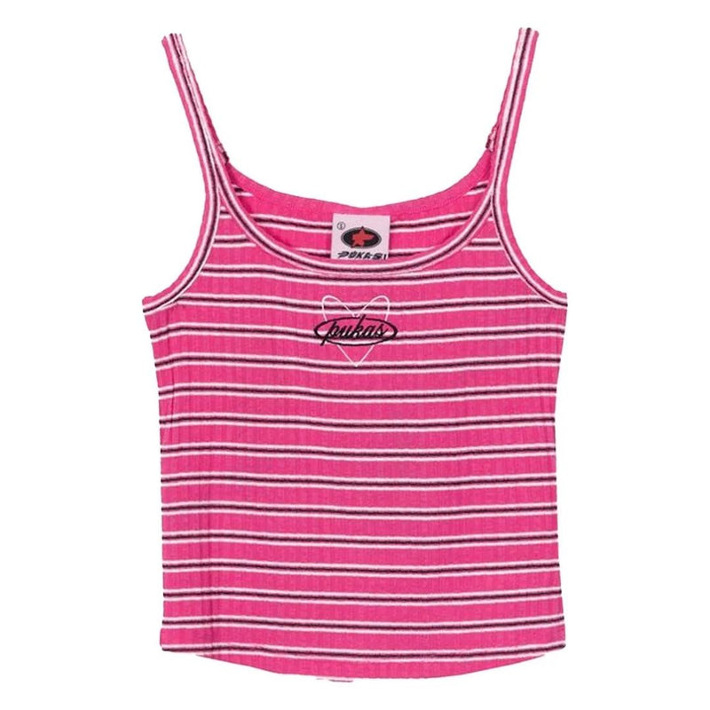 Pukas Womens Love Stripes Rip Tank - Fucshia