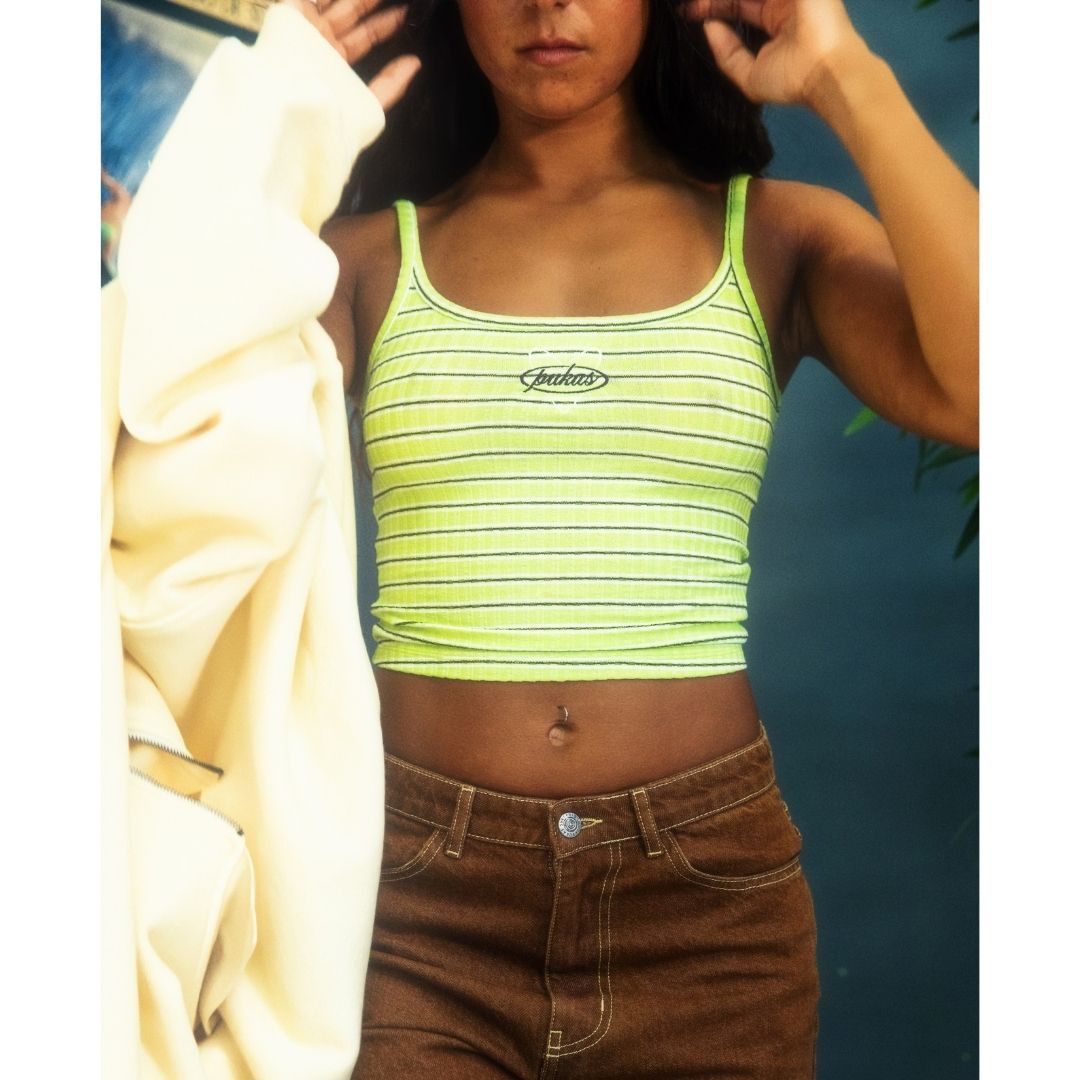 Pukas Love Stripes Rip Tank Lime — back view