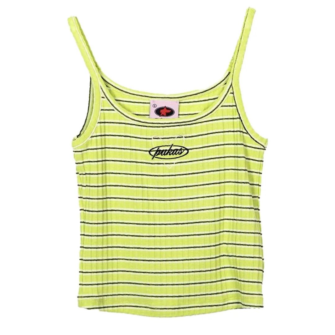 Pukas Womens Love Stripes Rip Tank - Lime
