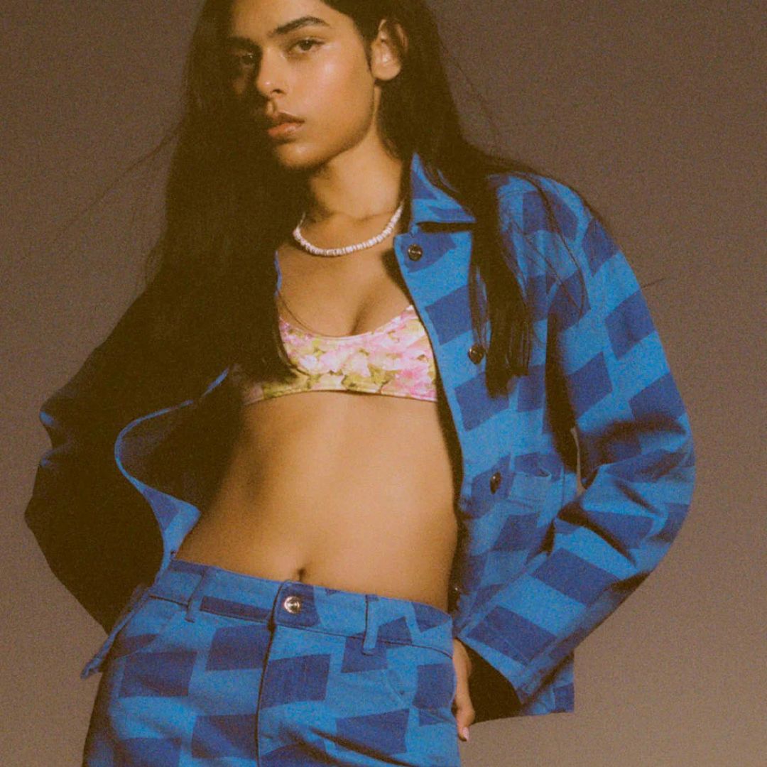 Pukas Printed Twill Jacket Blue — back view