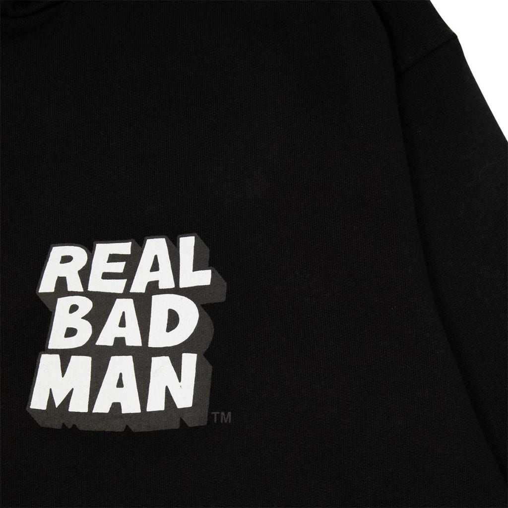 Real Bad Man Classic Hood Fleece Black — detail view