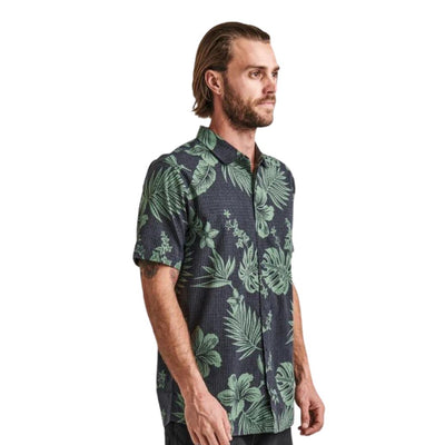 Roark Bless UP Breathable Stretch Short Sleeve Shirt - Black Green Print