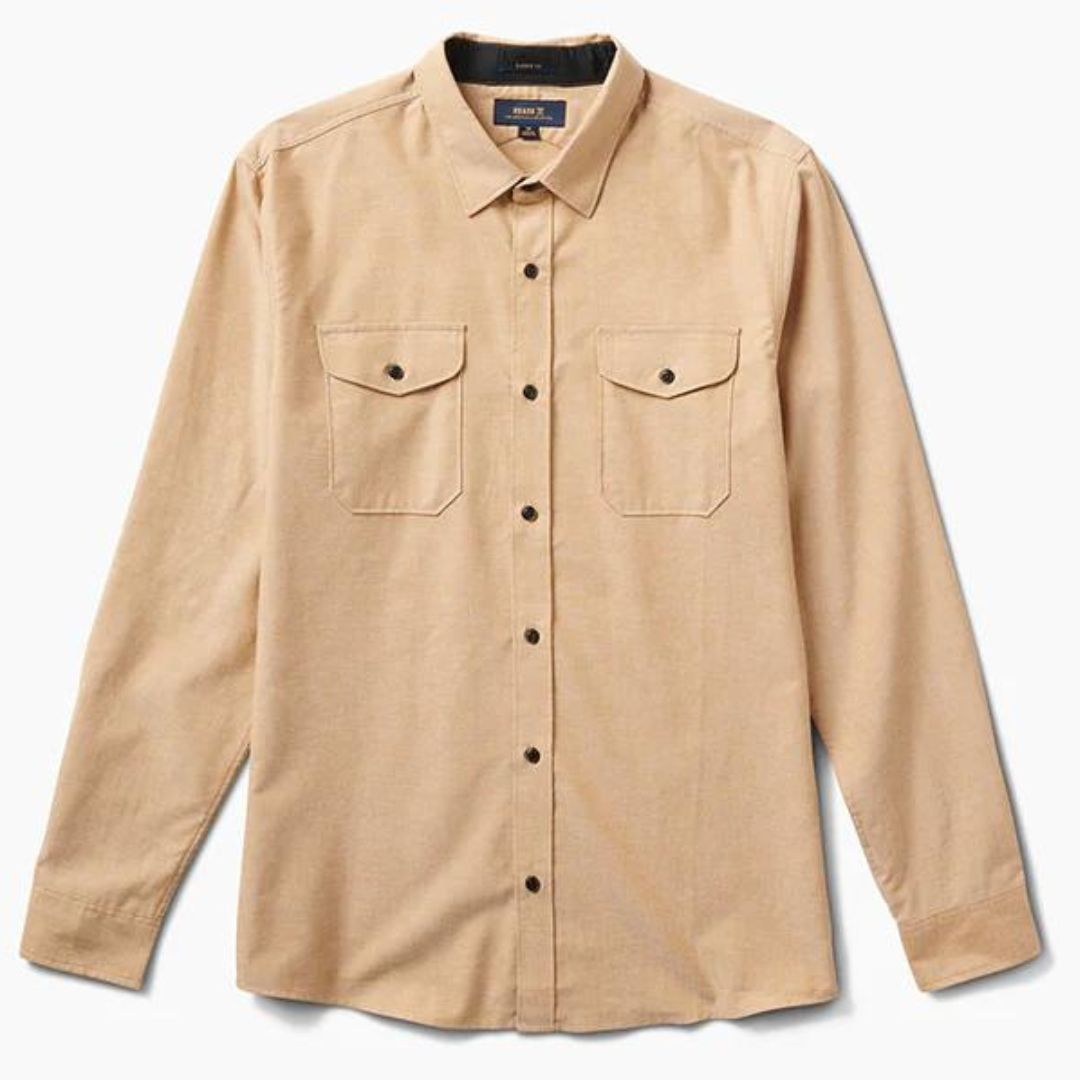 Roark Well Worn Long Sleeve Organic Button Up Shirt - Golden