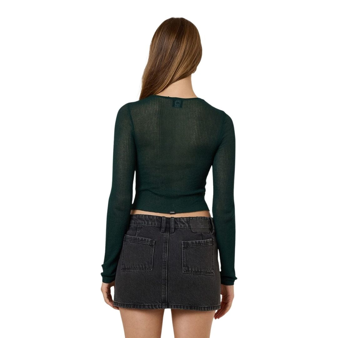 Thrills Dissolve My Mind Long Sleeve Knit Top - Vista Green