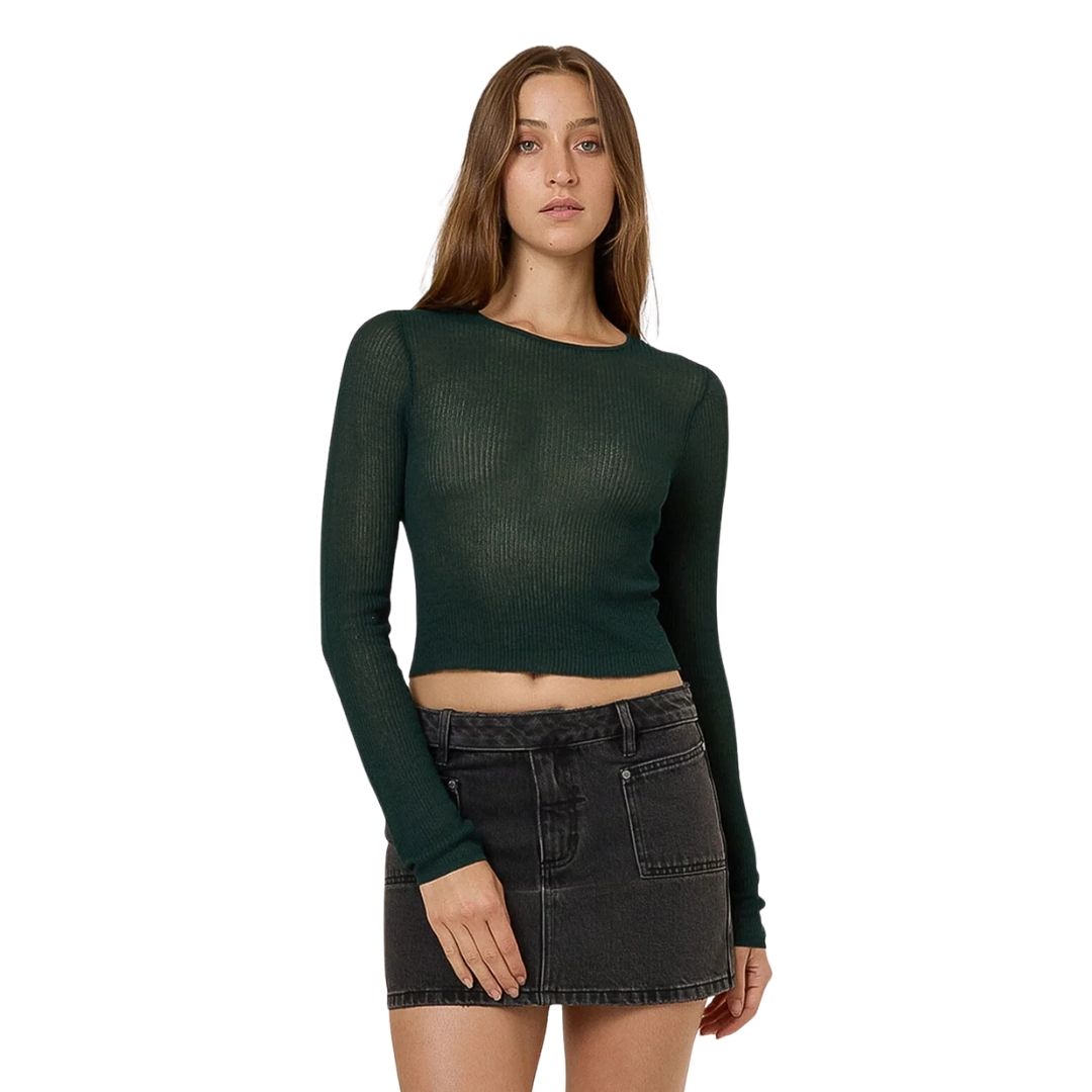 Thrills Dissolve My Mind Long Sleeve Knit Top - Vista Green