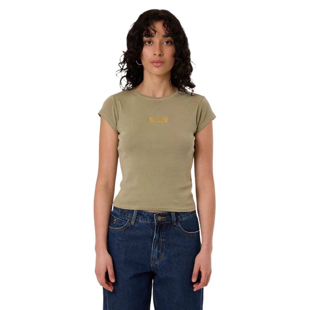 Thrills Workwear Cap Sleeve T-Shirt - Eucalyptus