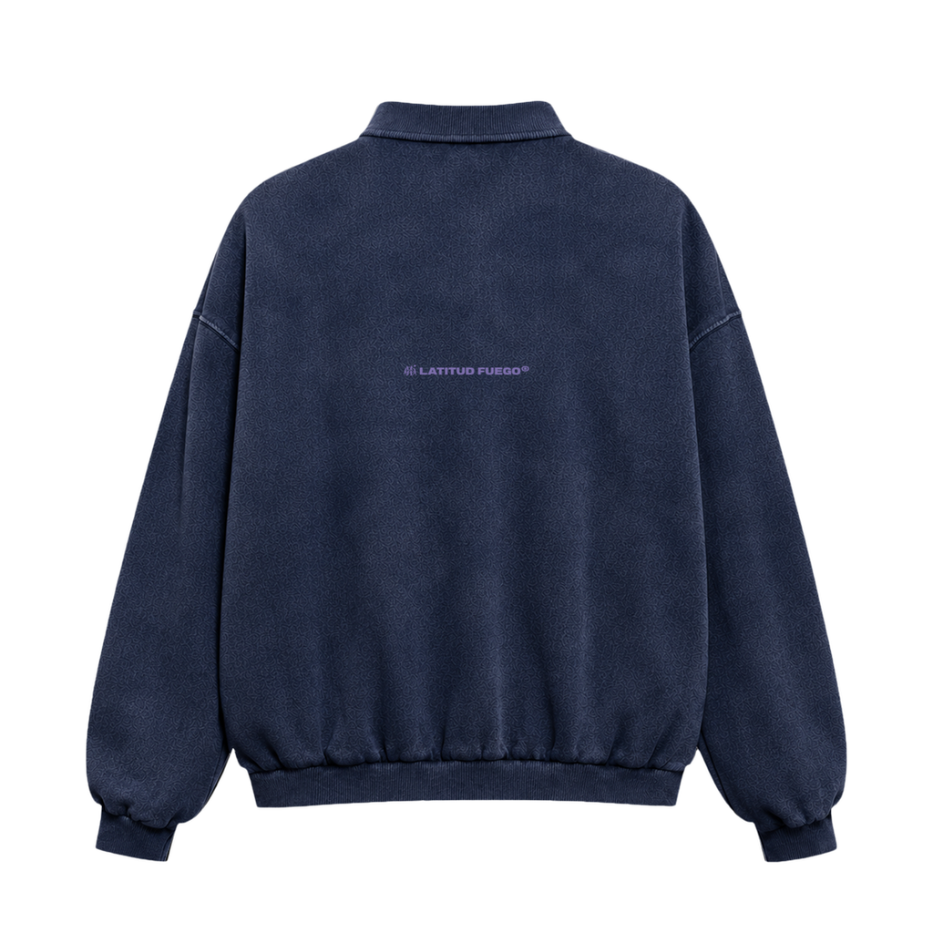 Latitud Fuego Surfaholics Polo Fleece Navy Faded — back view