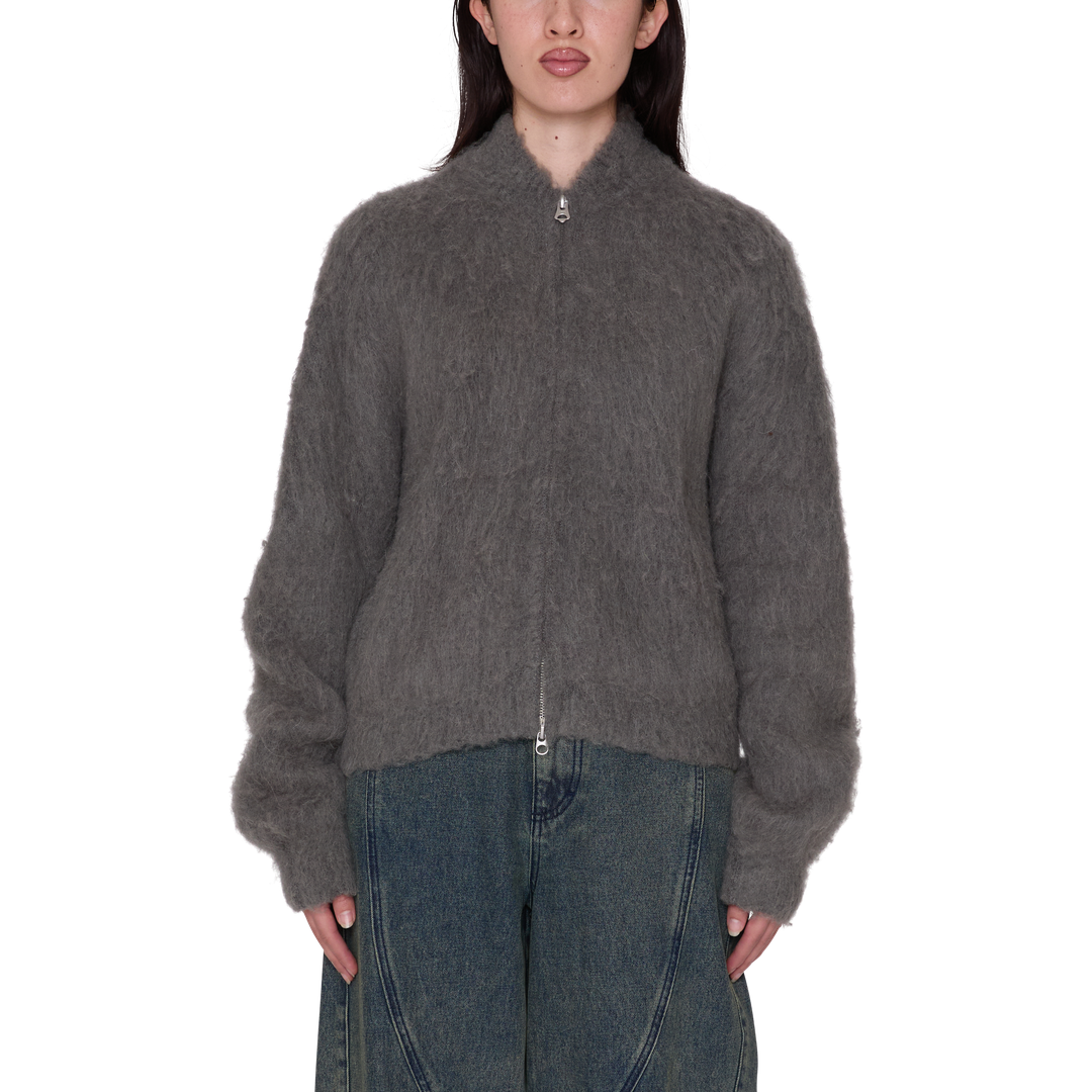 Womens Caia Sweater Bomber - Charcoal - front
