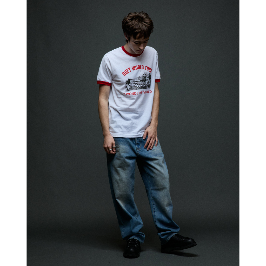 7 Wonders Visited T-Shirt - White Red - back