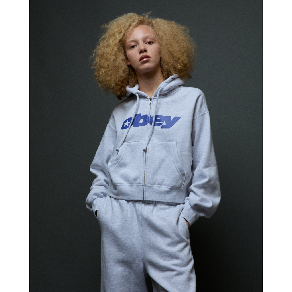 Womens Speed Star Zip Up Hoodie - Ash Heather Grey - detail 4
