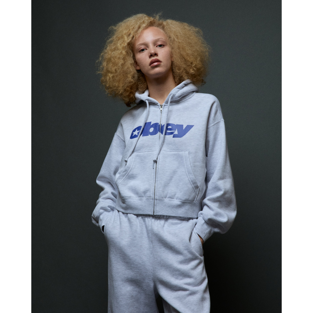 Womens Speed Star Zip Up Hoodie - Ash Heather Grey - detail 4