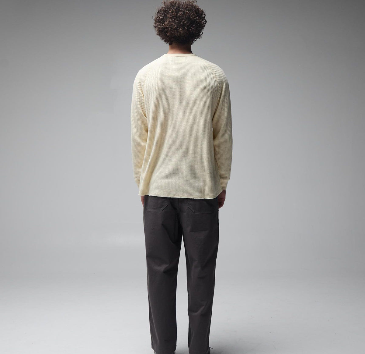 AG Raglan Waffle Crew Neck - Bone
