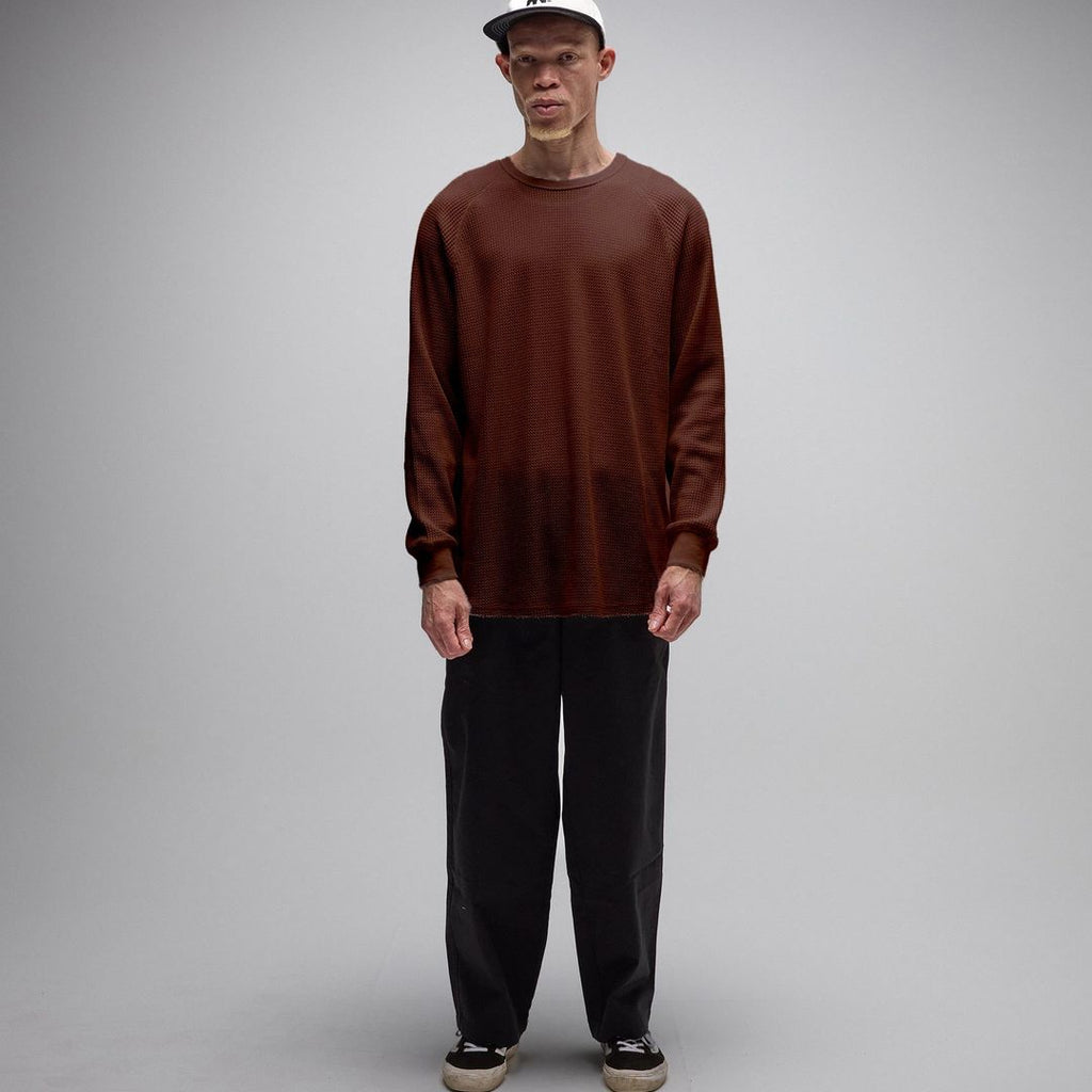 Former AG Raglan Waffle Sweater - Brown - back