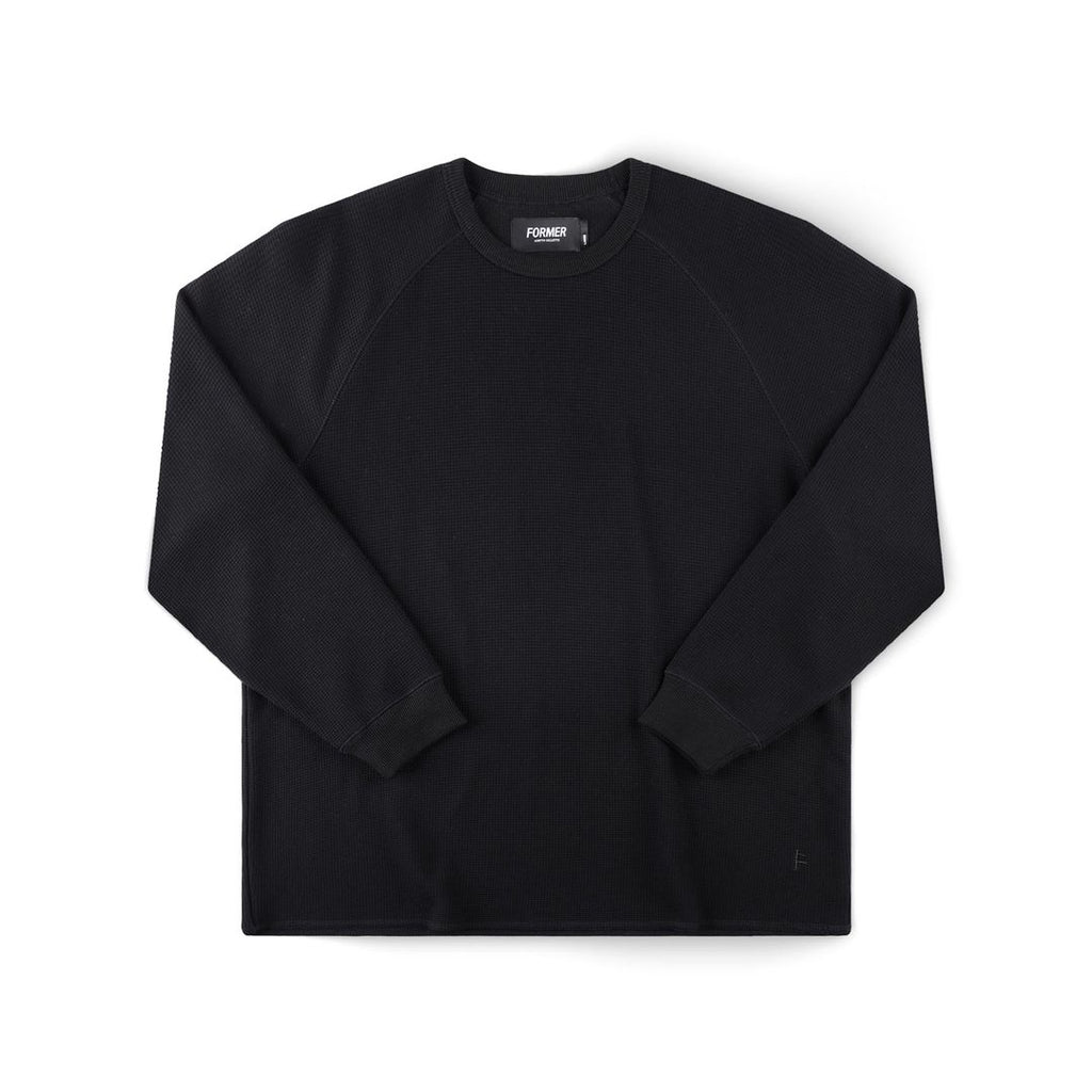 Former AG Raglan Waffle Sweater - Black - front