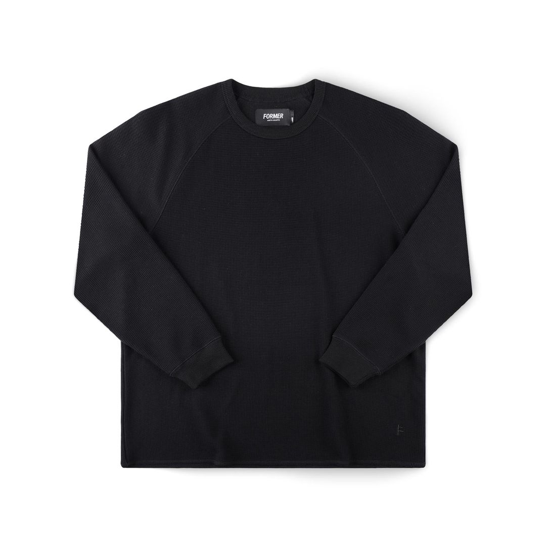 Former AG Raglan Waffle Sweater - Black - front