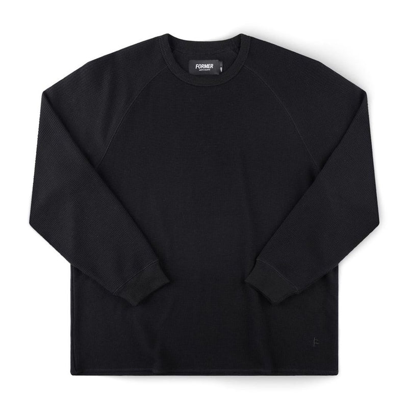 AG Raglan Waffle Sweater - black