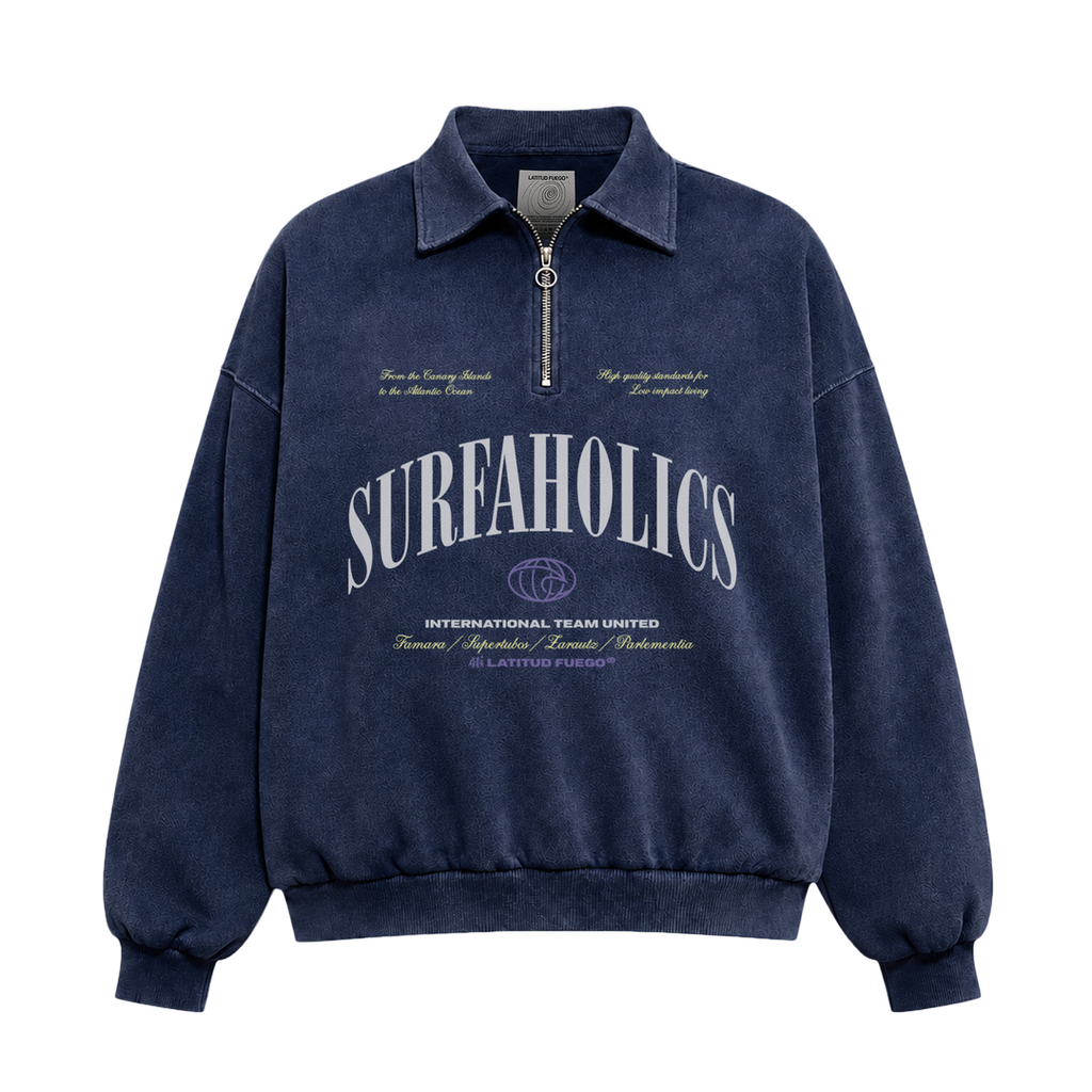 Latitud Fuego Surfaholics Polo Fleece Navy Faded — front view