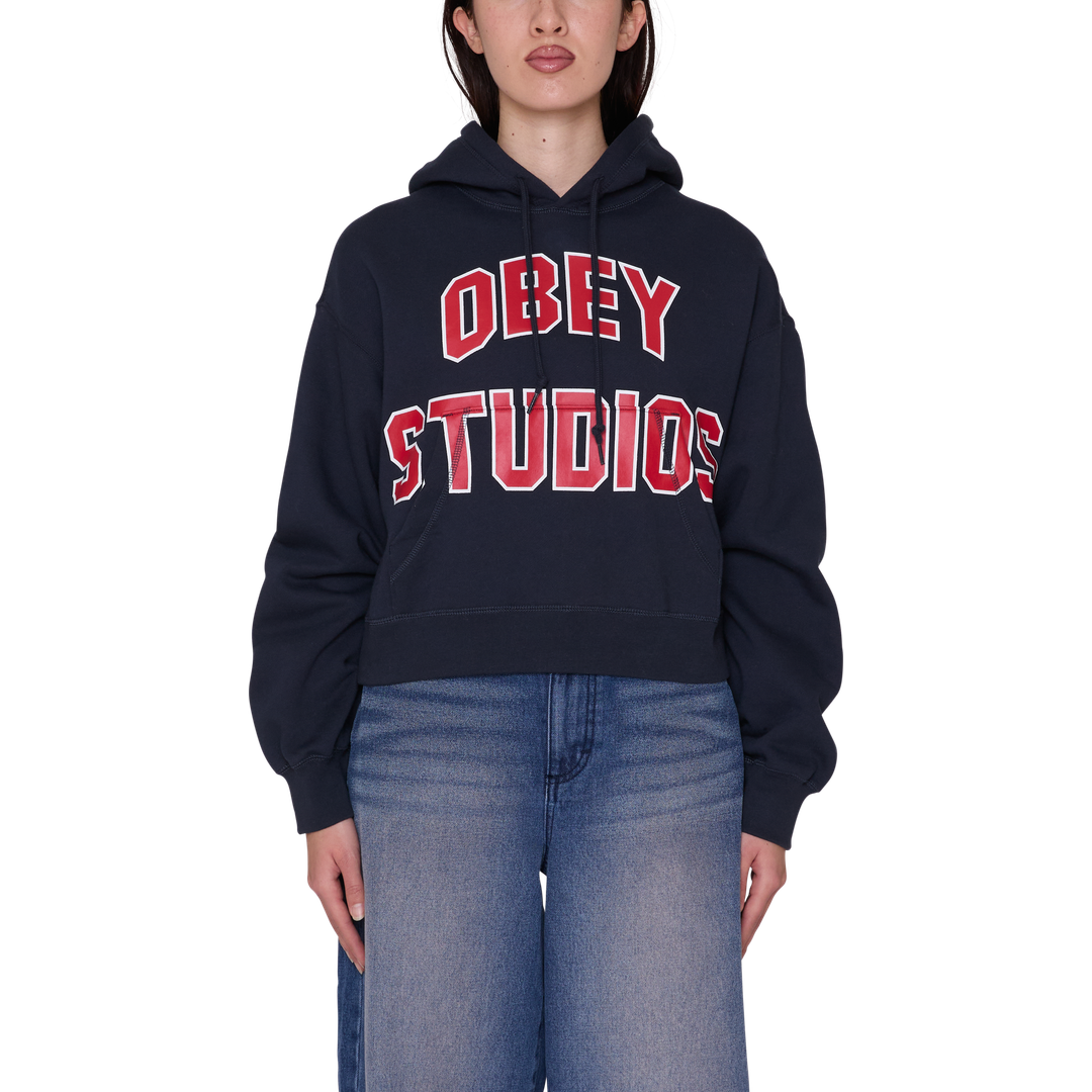 Womens Studios Collegiate Hoodie - Dark Navy - front