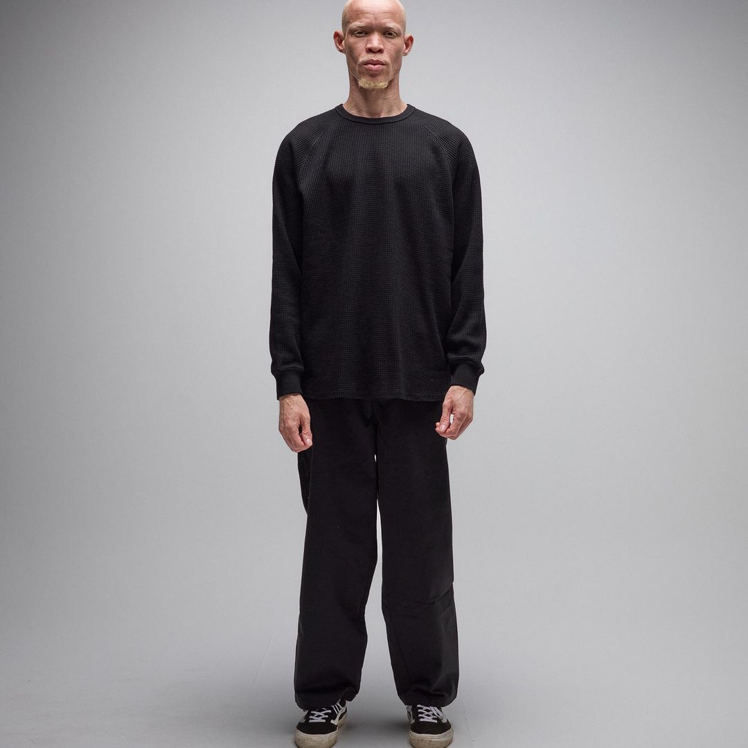 Former AG Raglan Waffle Sweater - Black - back