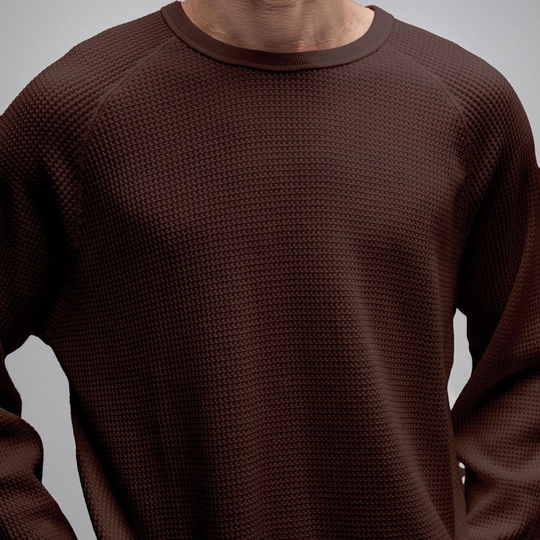 Former AG Raglan Waffle Sweater - Brown - detail