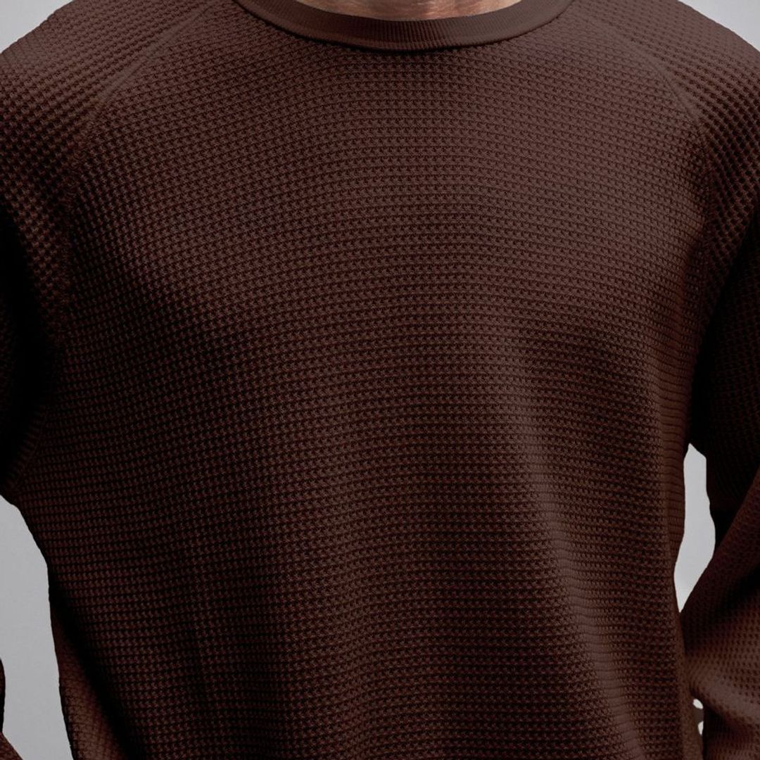 Former AG Raglan Waffle Sweater - Brown - detail