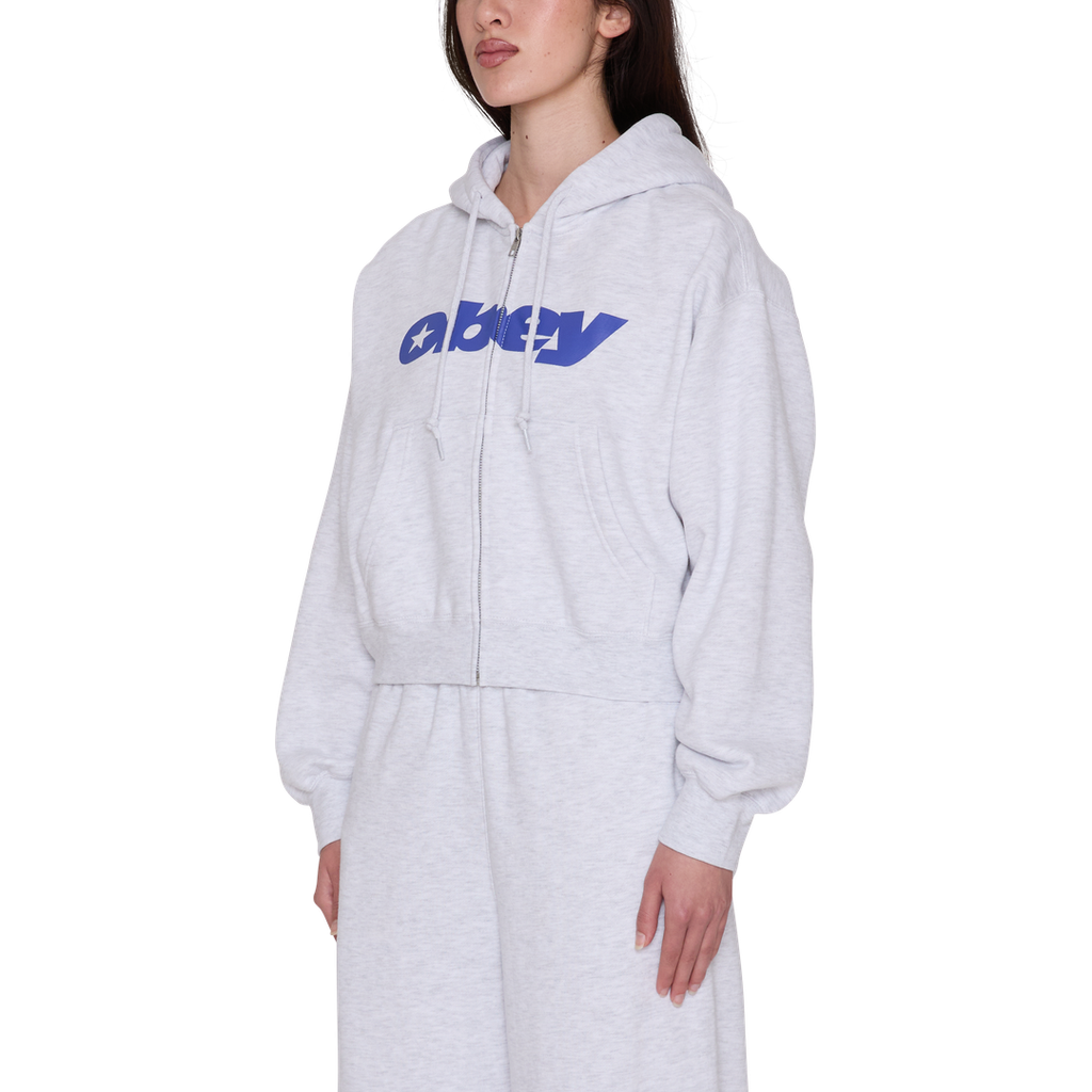 Womens Speed Star Zip Up Hoodie - Ash Heather Grey - back
