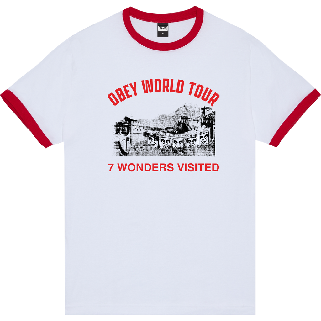 7 Wonders Visited T-Shirt - White Red - front