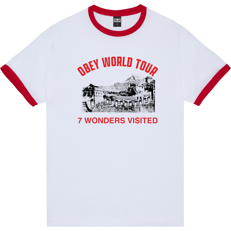 7 Wonders Visited T-Shirt - White Red - front