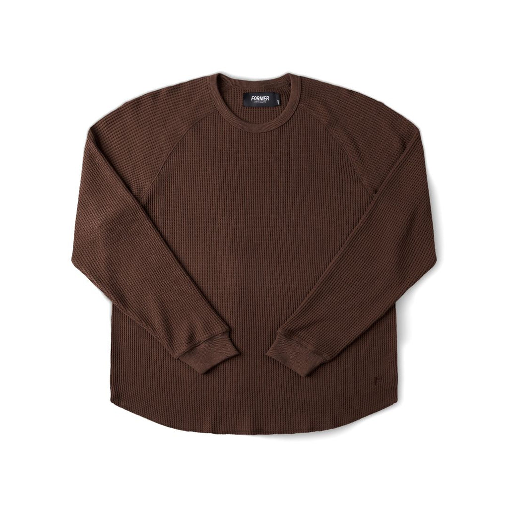 Former AG Raglan Waffle Sweater - Brown - front