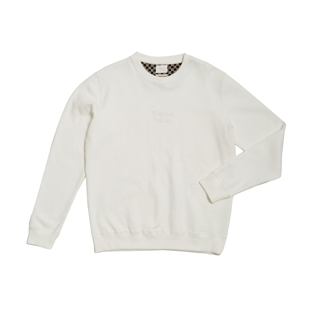 Wasted Talent Medoc Crew Neck Off White - flat lay front