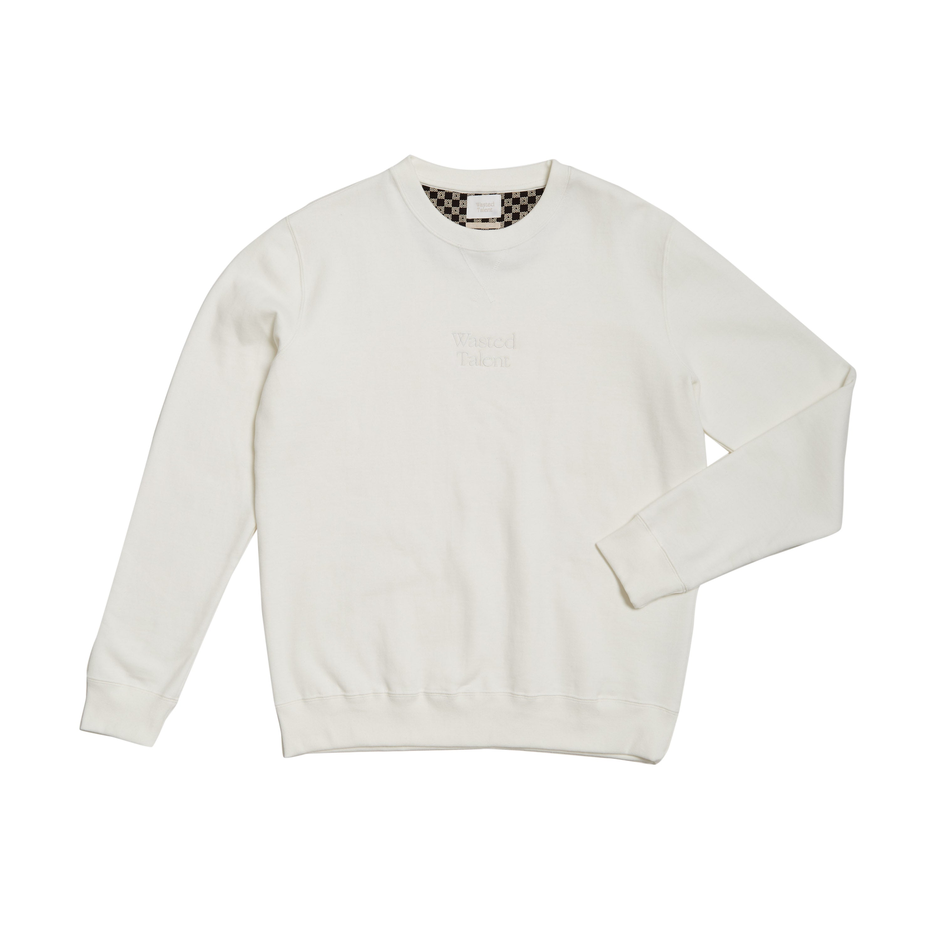 Wasted Talent Medoc Crew Neck Off White - flat lay front