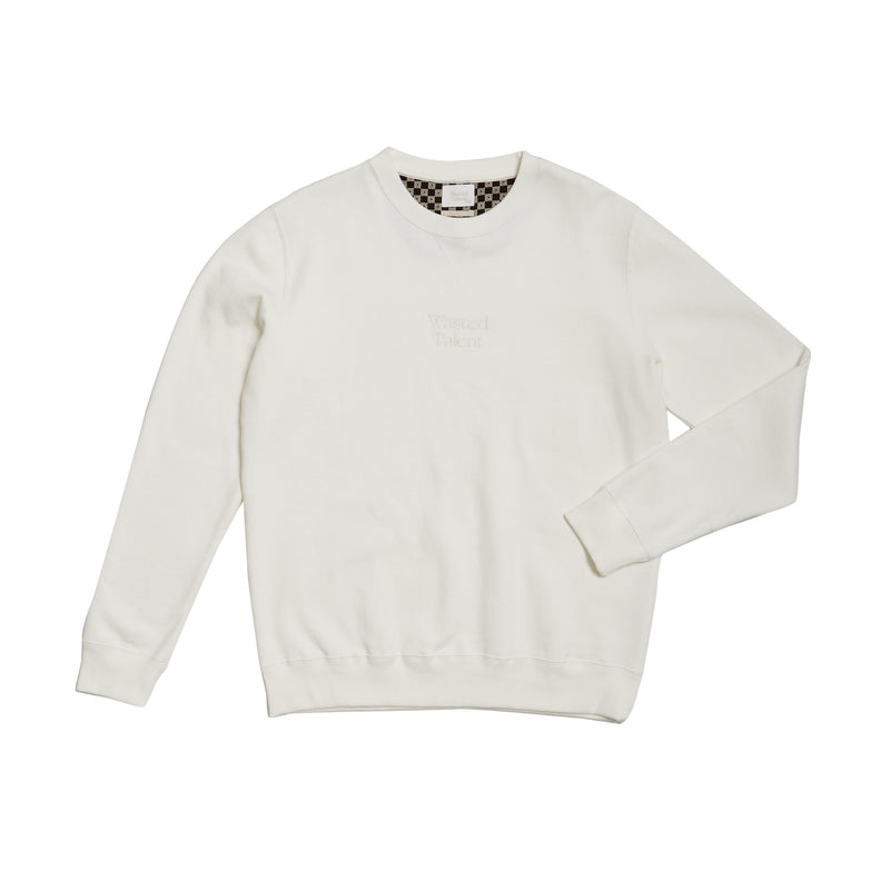 Wasted Talent Medoc Crew Neck Off White - flat lay front