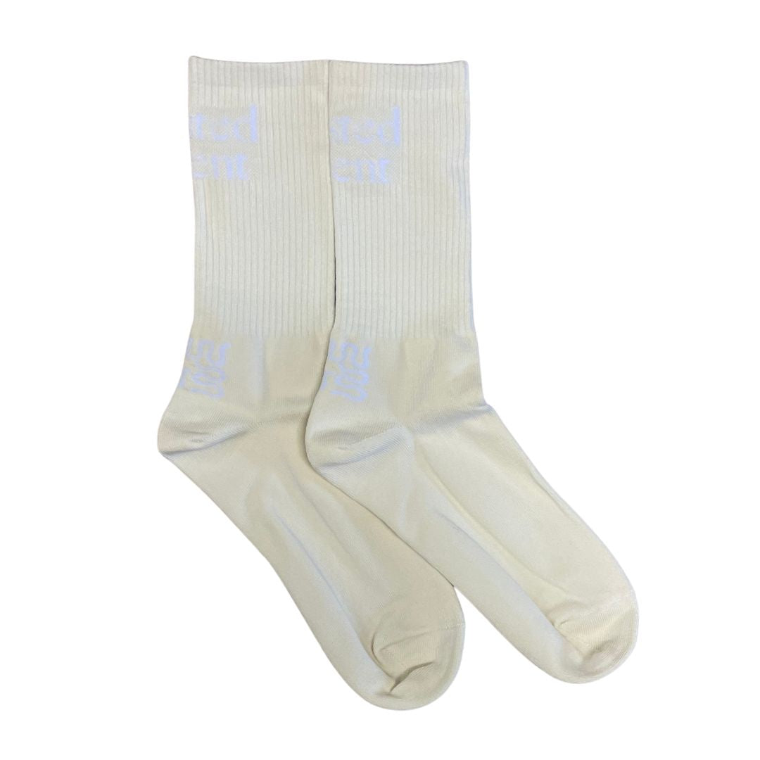 Wasted Talent Crew Socks Off White White - product view