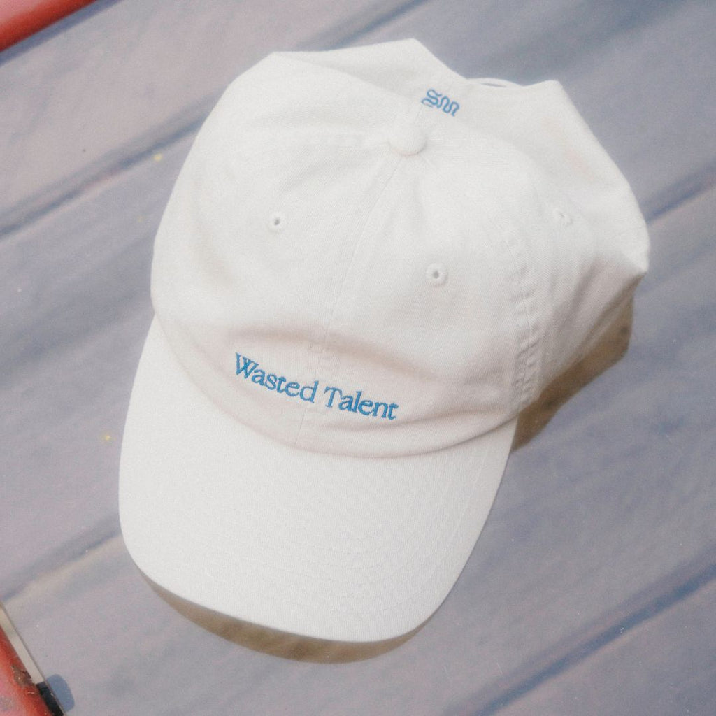 Wasted Talent Fervor Dad Hat Ecru Electric Blue - worn view