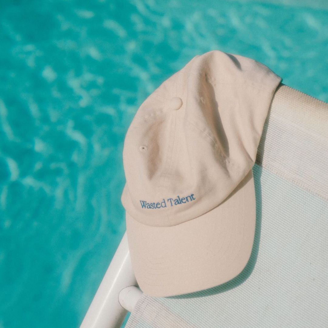 Wasted Talent Fervor Dad Hat Ecru Electric Blue - detail view