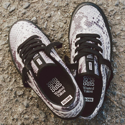 Wasted Talent | Globe Melbek Skate Shoes Ophidian Collection - Black / Snake