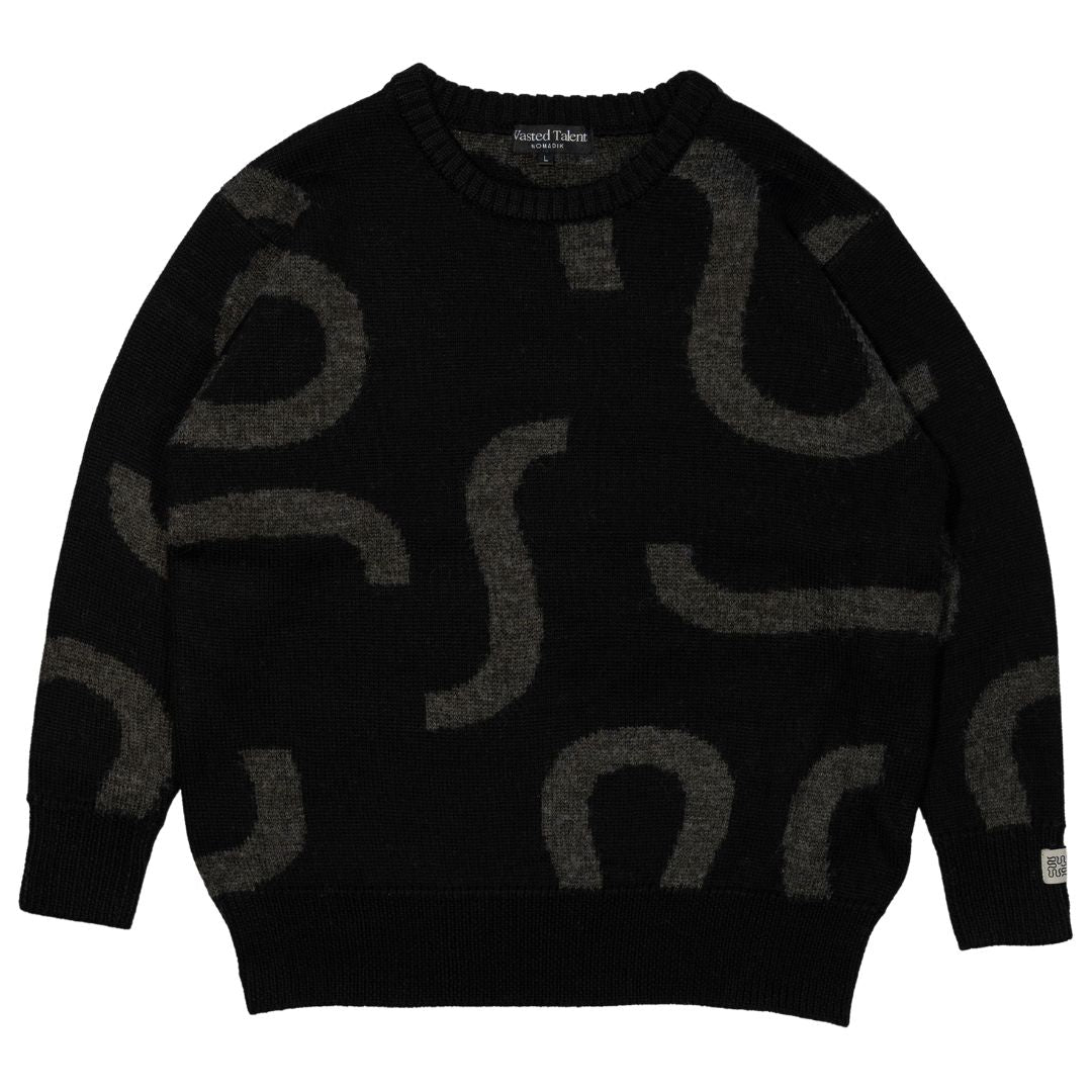 Wasted Talent X Nomadik Jacquard Sweater - Black / Grey