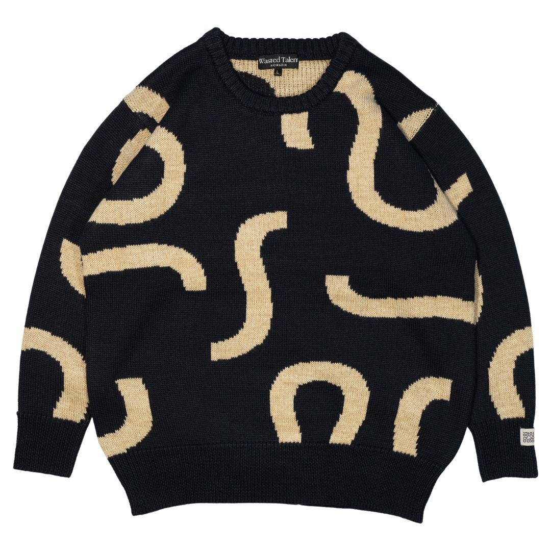 Wasted Talent X Nomadik Jacquard Sweater - Blue / Beige