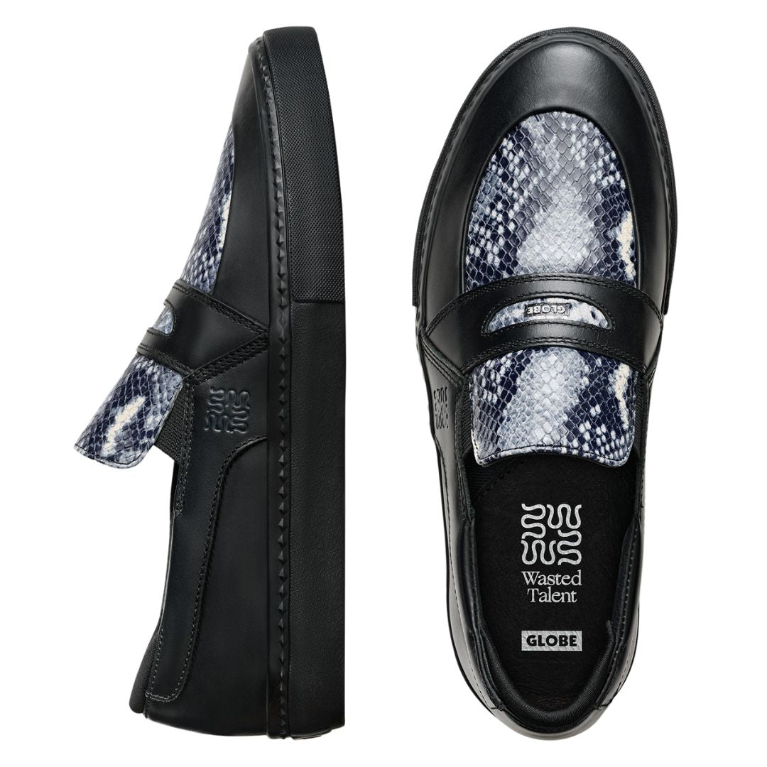 Wasted Talent | Globe Liaizon Skate Shoes Ophidian Collection - Black / Snake