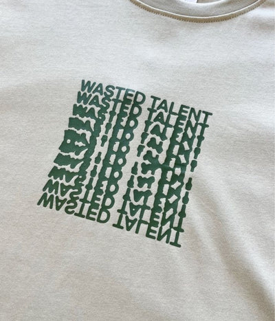 Wasted Talent Lock Up T-Shirt - Cream / Forest Green