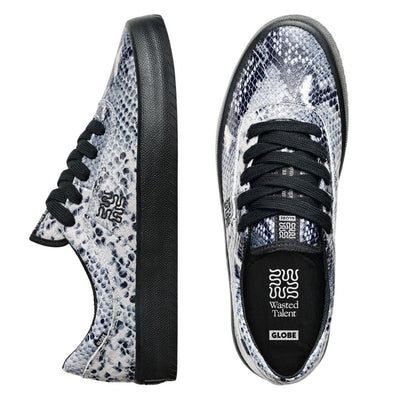 Wasted Talent | Globe Melbek Skate Shoes Ophidian Collection - Black / Snake