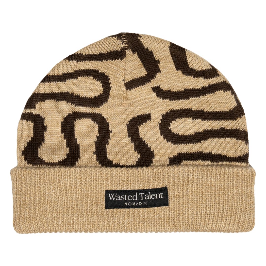 Wasted Talent X Nomadik Jacquard Beanie - Beige / Brown