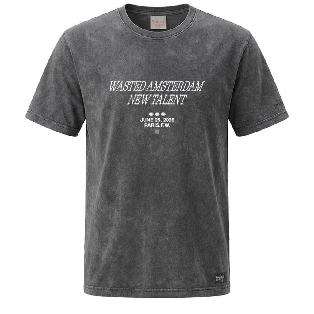 Wasted Amsterdam New Talent T-Shirt Washed Black — front view