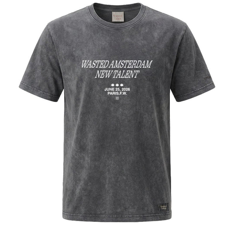 Wasted Amsterdam New Talent T-Shirt Washed Black — front view