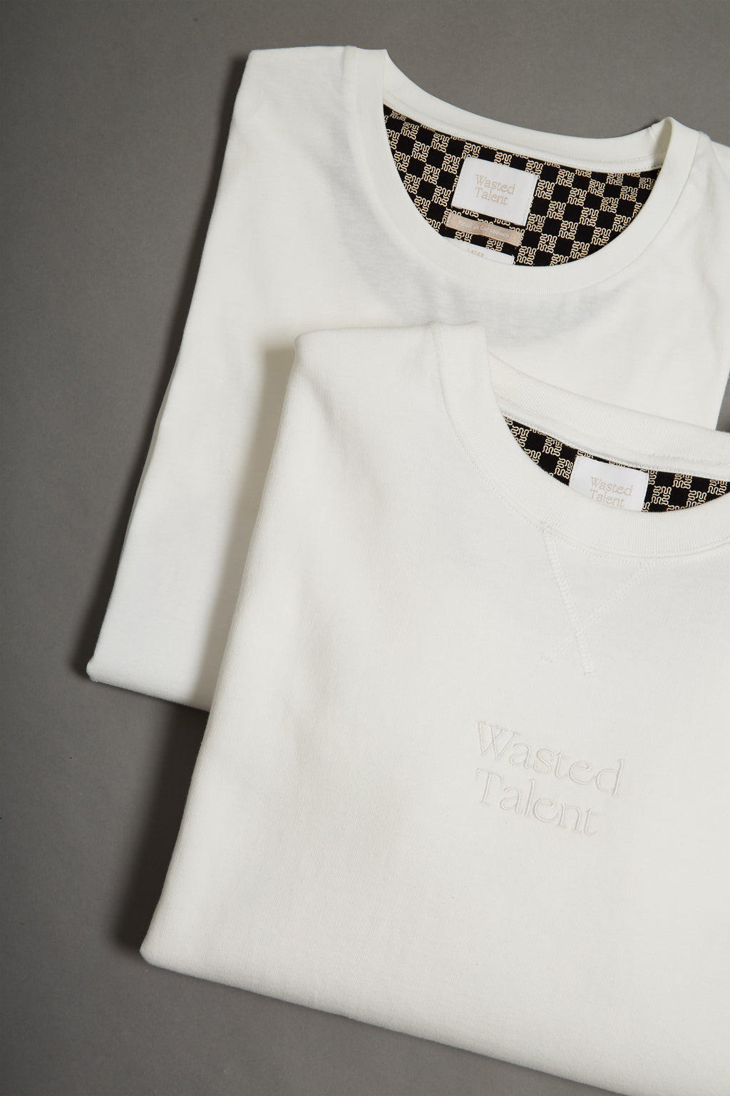 Wasted Talent Medoc Crew Neck Off White - flat lay detail