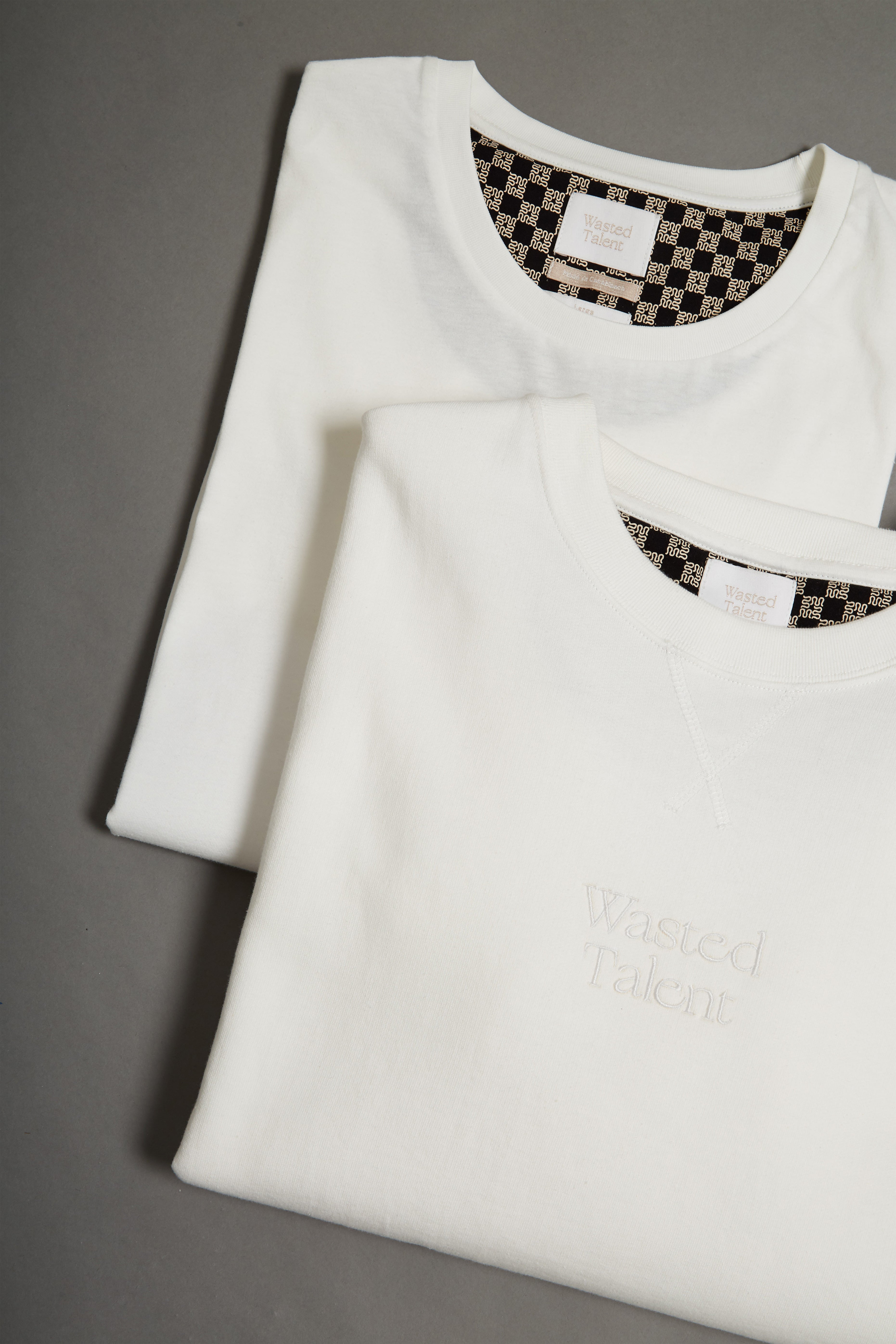 Wasted Talent Medoc Crew Neck Off White - flat lay detail