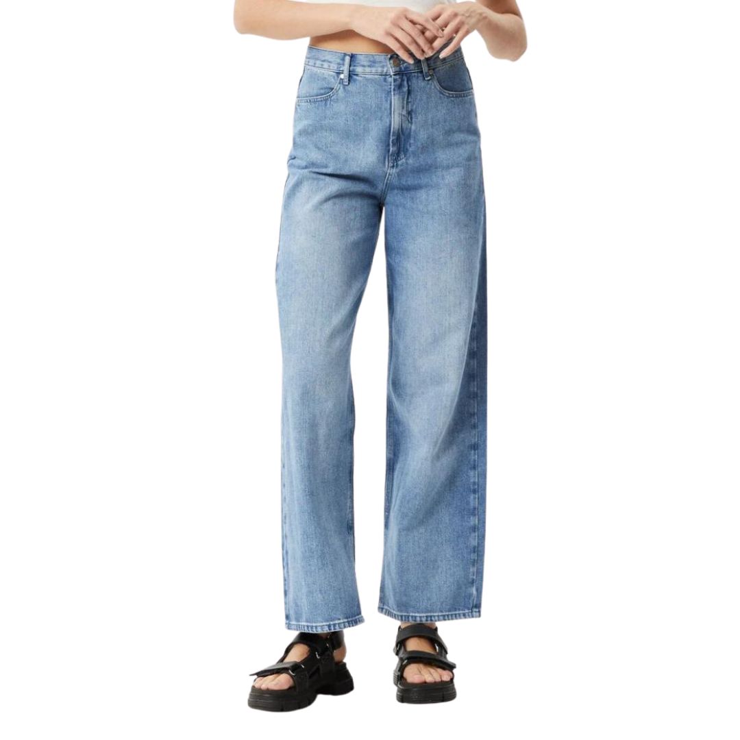 Afends Womens Bella Hemp Denim Baggy Jeans - Worn Blue